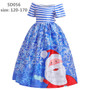 Christmas Long Dress Girls Cartoon Print Long Dress Christmas Prom Costume