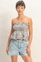 Striped Strapless Smocked Bandeau Top