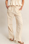 Vertical Striped Elastic Pants With Side Pockets