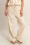 Vertical Striped Elastic Pants With Side Pockets