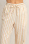 Vertical Striped Elastic Pants With Side Pockets