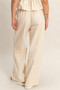 Vertical Striped Elastic Pants With Side Pockets