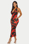Fierce Stroke Halter Midi Dress