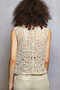 POL Button Down Cropped Crochet Vest with Scalloped Edge