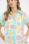 Umgee Mixed Media Print Button Front Collared Top