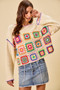 SO ME Multi Color Granny Crochet Lace Sweater Top