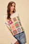 SO ME Multi Color Granny Crochet Lace Sweater Top
