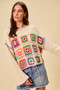 SO ME Multi Color Granny Crochet Lace Sweater Top