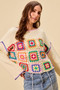 SO ME Multi Color Granny Crochet Lace Sweater Top