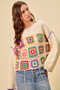 SO ME Multi Color Granny Crochet Lace Sweater Top