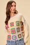 SO ME Multi Color Granny Crochet Lace Sweater Top