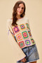 SO ME Multi Color Granny Crochet Lace Sweater Top
