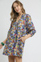 Umgee Boho Floral Balloon Sleeve Mini Dress