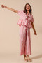 SO ME Front Tie Stripe Top With Puff Sleeves and Wide Leg Pants Set