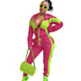 Women'S Casual Fashion Colorblock Zipper Two Piece Women'S Sport Pants Set