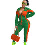 Women'S Casual Fashion Colorblock Zipper Two Piece Women'S Sport Pants Set