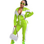 Women'S Casual Fashion Colorblock Zipper Two Piece Women'S Sport Pants Set