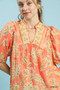 Umgee Apricot Floral Boho Blouse