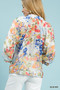 Umgee Watercolor Floral Blouse with Flounce Sleeve
