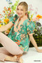 Umgee Mixed Abstract Print Puff Sleeve Blouse