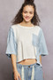 POL Color Block Patchwork Cropped T-Shirt