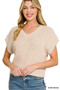 Zenana Textured Knit V-Neck Cropped Sweater