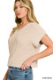 Zenana Textured Knit V-Neck Cropped Sweater