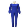 Fall Winter Plus Size Women's Sexy Fashion Solid Color Zipper Off Shoulder Jumpsuit