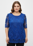 Embroidered Lace Overlay Short Sleeve Top