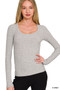 Zenana Ribbed Boat Neck Long Sleeve T-Shirt