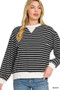 Zenana Striped Rib Banded Sweatshirt