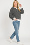 Zenana Striped Rib Banded Sweatshirt