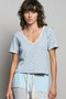POL Floral V-Neck Short Sleeve Rib T-Shirt