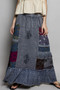POL Printed Patchwork Embroidered Ruffled Skirt