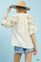 Umgee Embroidered Sleeve V-Neck Boho Blouse