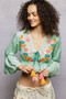 POL Floral Embroidered Cropped Blouse