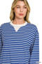 Zenana Striped Rib Banded Sweatshirt