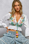 POL Floral Embroidered Cropped Blouse