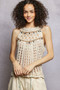 POL Halter Neck Sleeveless Crochet Top with Seashell & Mirror Dangle Trim