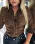 Women Long Sleeve Turndown Collar Shirt