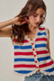 SO ME Fourth Of July Stripe Button Down Vest Top
