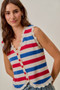 SO ME Fourth Of July Stripe Button Down Vest Top