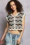 POL Crochet Button-Down Vest with Scalloped Edges