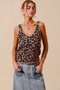 SO ME Leopard Knitted Lightweight V Neck Tank Top