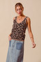 SO ME Leopard Knitted Lightweight V Neck Tank Top