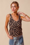 SO ME Leopard Knitted Lightweight V Neck Tank Top