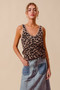 SO ME Leopard Knitted Lightweight V Neck Tank Top