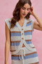 SO ME Multi Color Stripe Low Gauge Sweater Vest Top