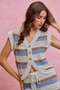 SO ME Multi Color Stripe Low Gauge Sweater Vest Top