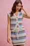 SO ME Multi Color Stripe Low Gauge Sweater Vest Top